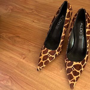🐆Aldo Giraffe Print Stiletto Pony Hair Heels 🐆
